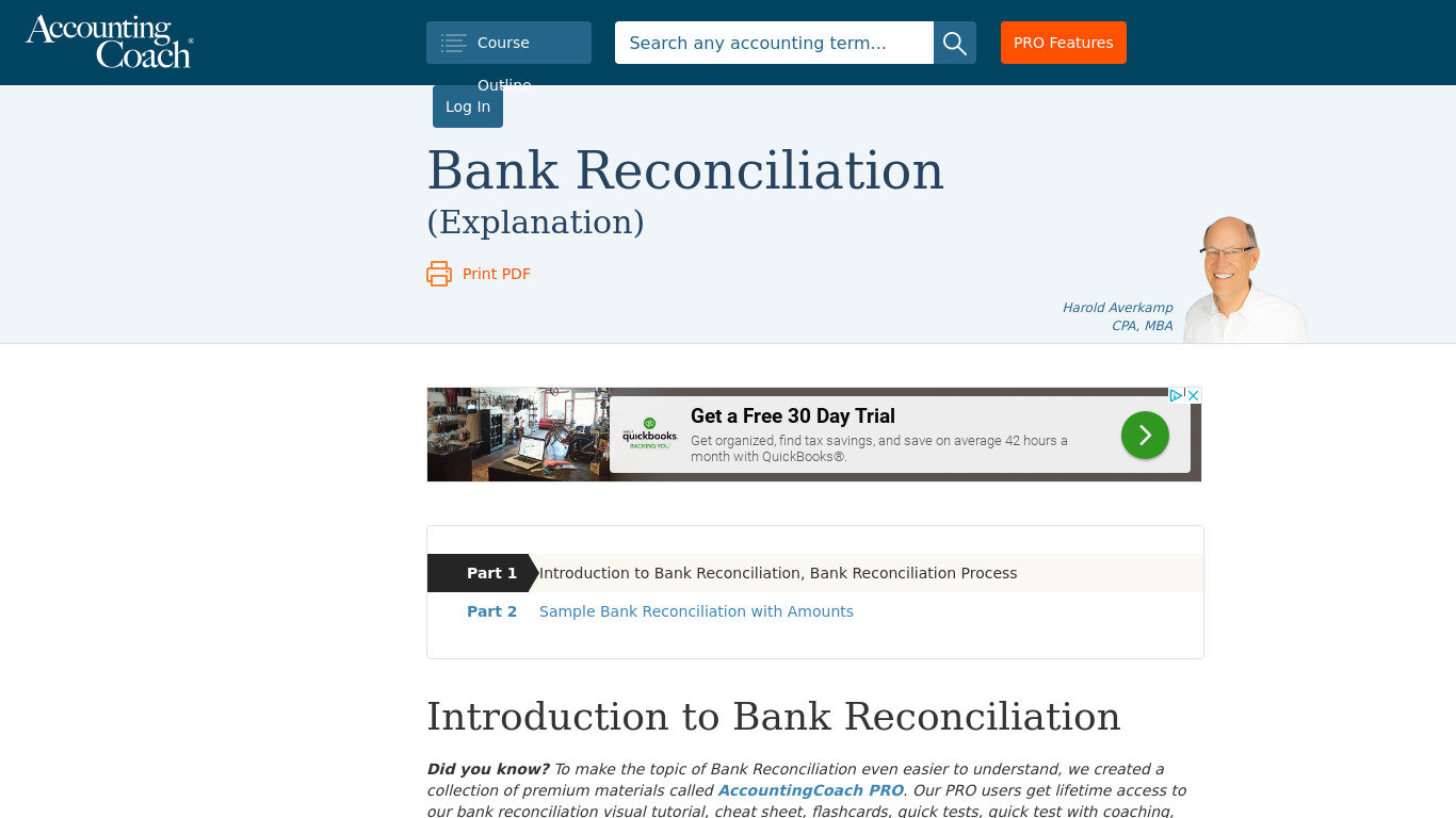 Bank Rec Landing page