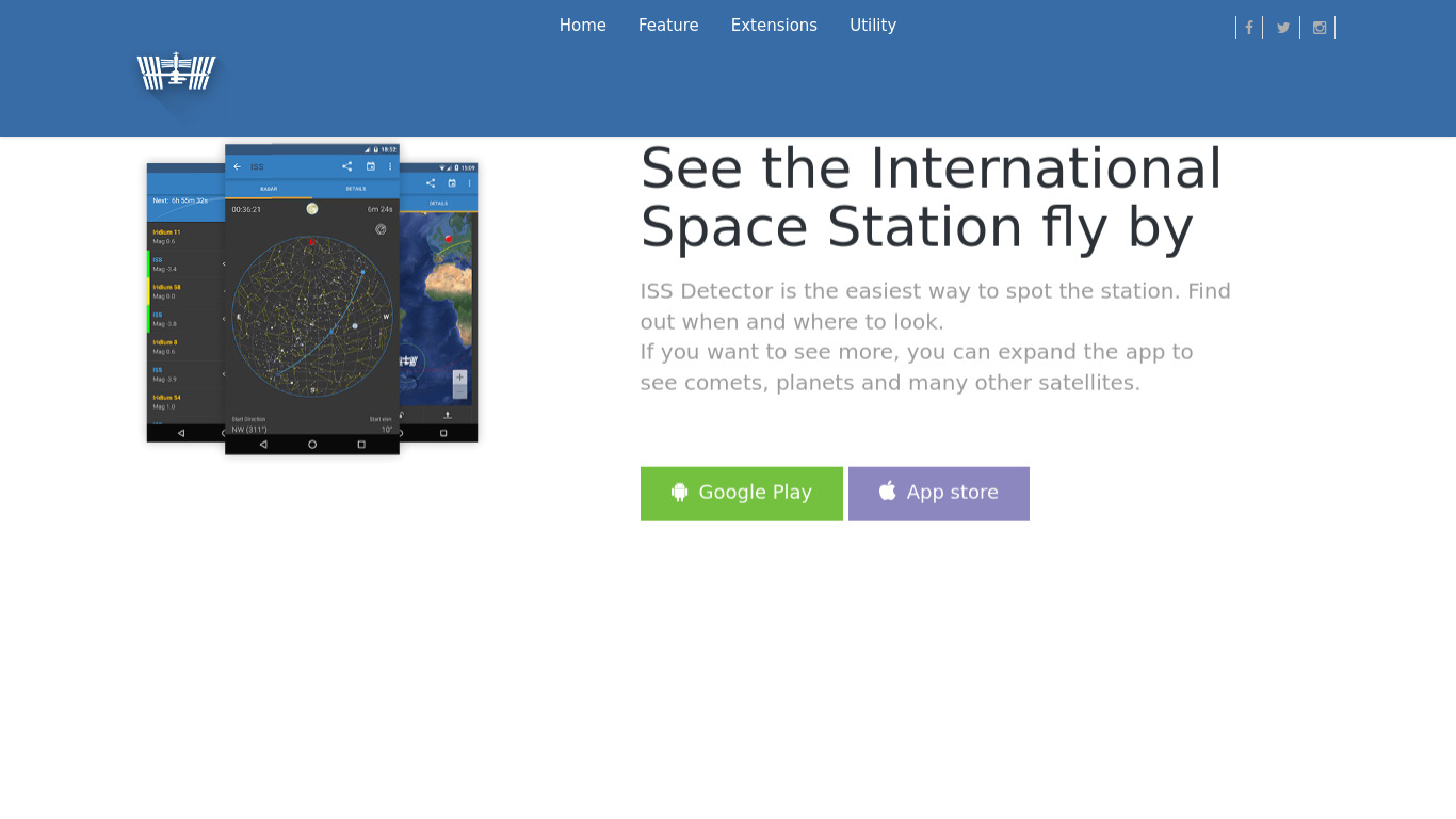 ISS Detector Landing page