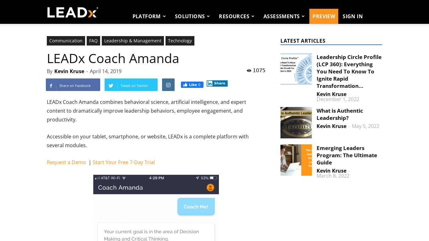 Coach Amanda Landing page