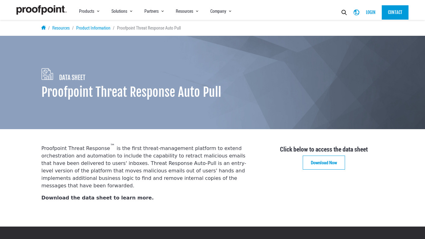 Proofpoint Threat Response Auto-Pull Landing page