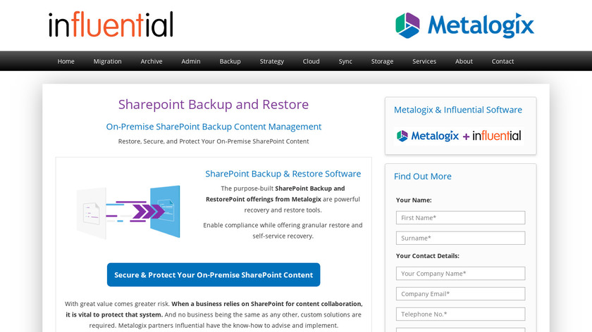 Metalogix RestorePoint Landing Page