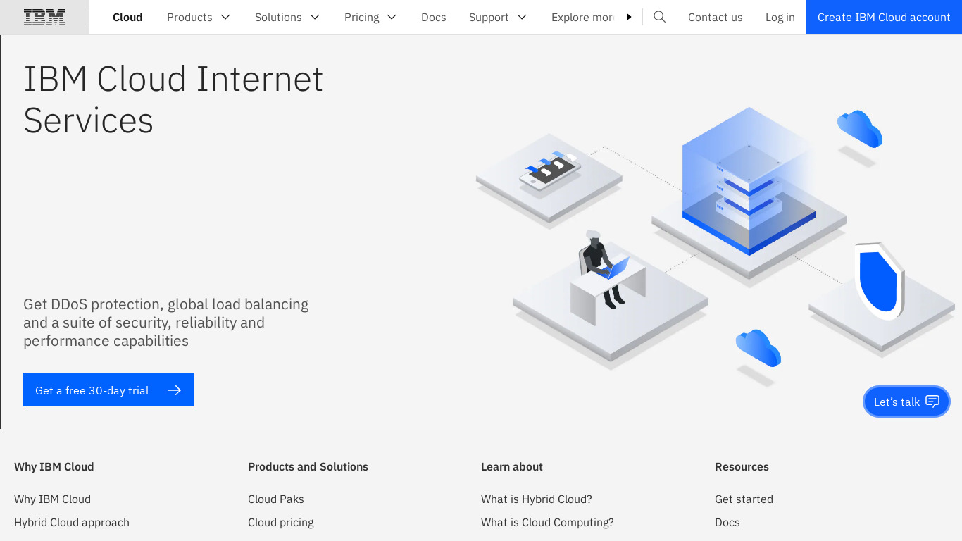IBM Cloud Internet Services Landing page