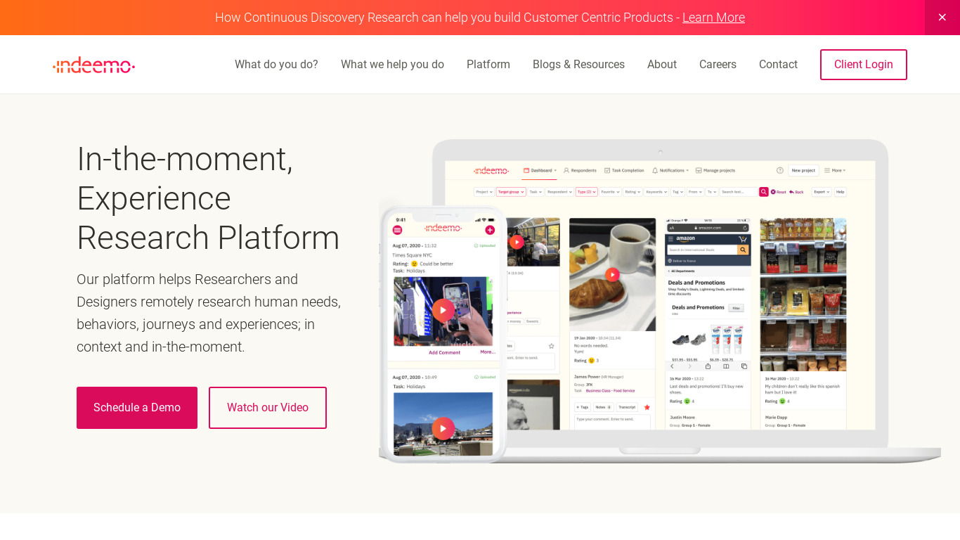 indeemo Landing page