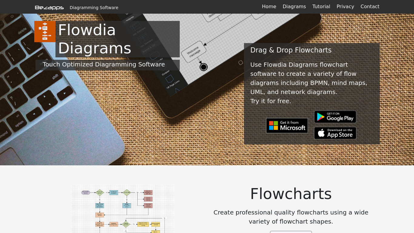 Flowdia Diagrams Landing page