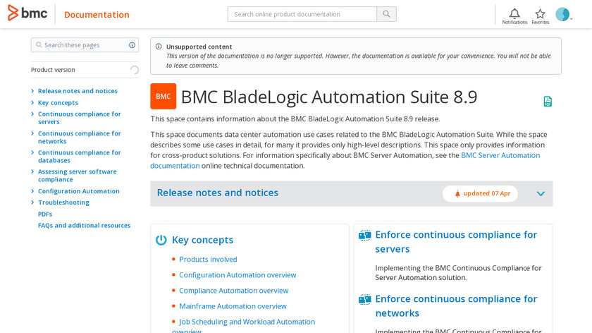 BladeLogic Automation Suite Landing Page