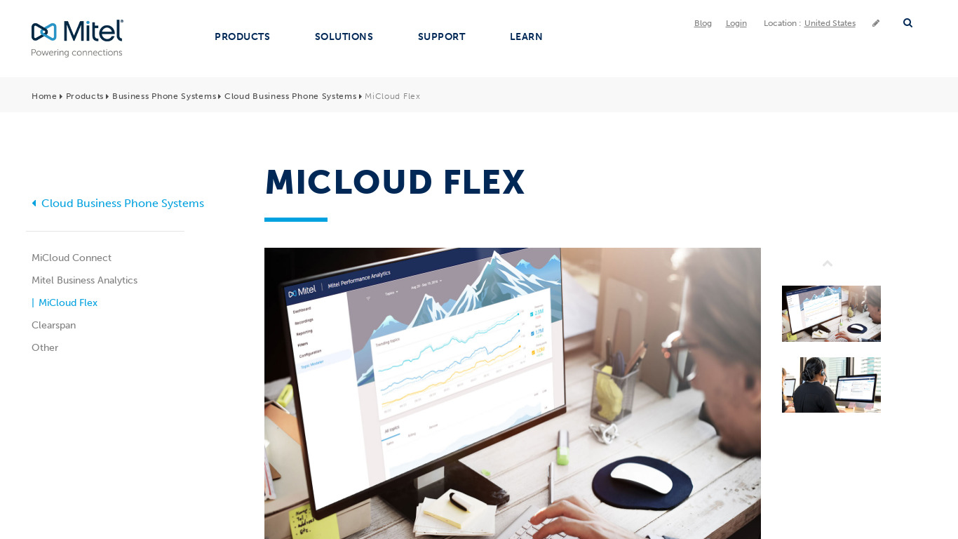 MiCloud Flex Landing page