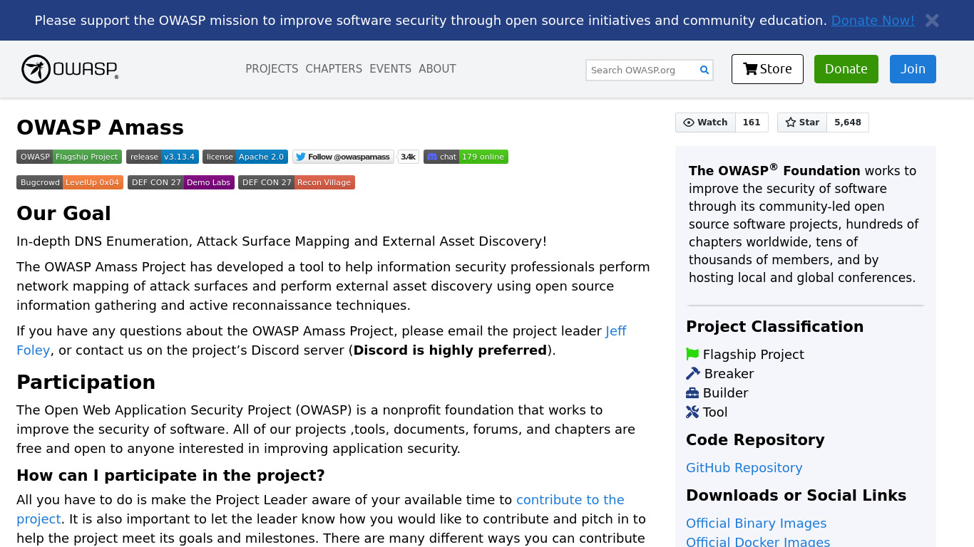 OWASP Amass Landing page