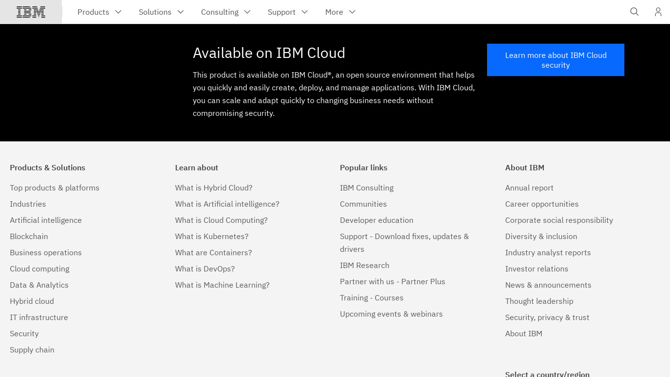 IBM Enterprise Video Streaming Landing page