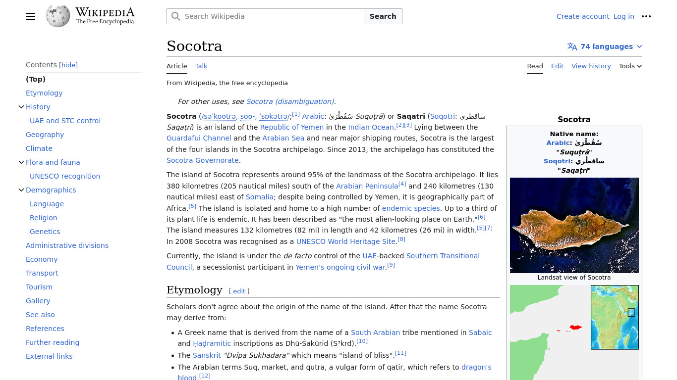 Socotra Landing page