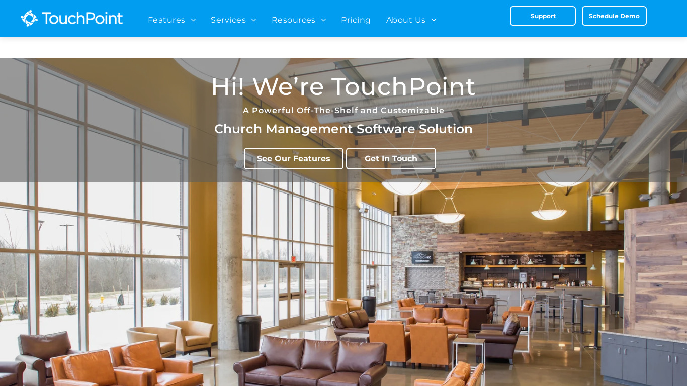 TouchPoint Church Management Software Landing page