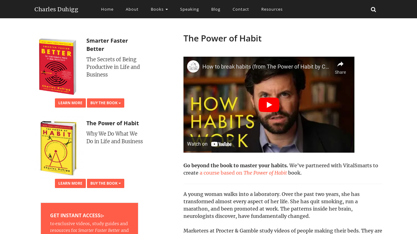 The Power of Habit Landing page