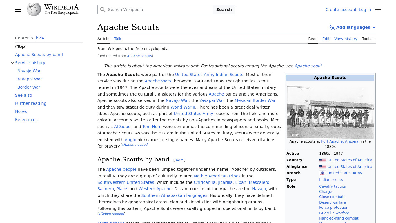Apache Scout Landing page
