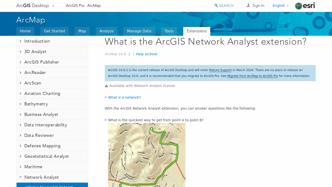 ArcGIS Network Analyst Landing page