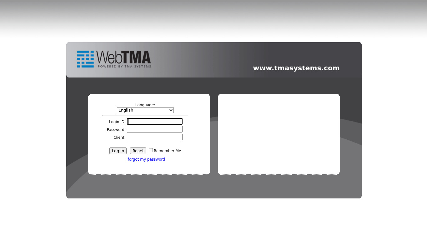 WebTMA Landing page