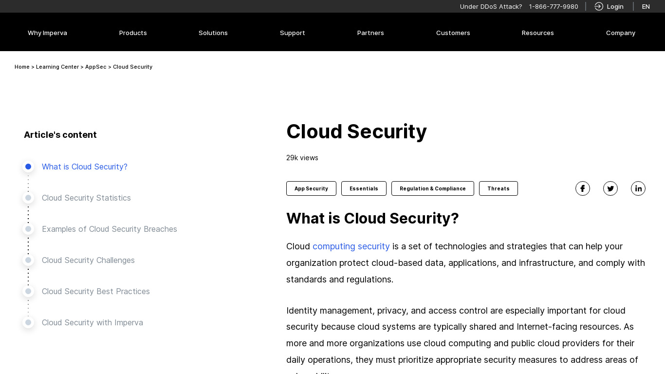 Imperva Cloud Application Security Landing page
