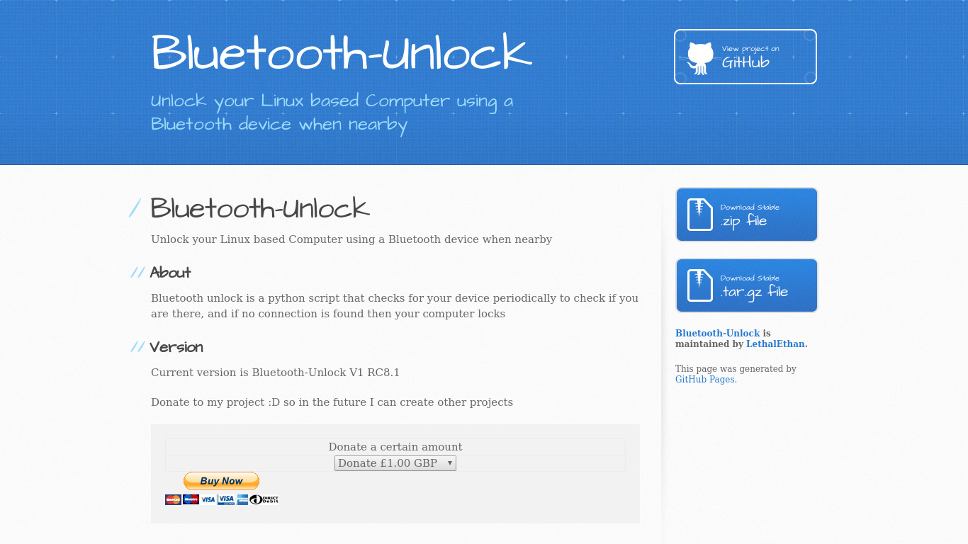 Bluetooth Unlock Landing page