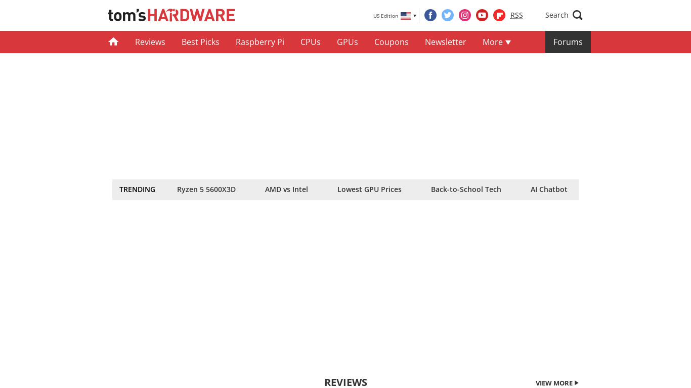 Tom's Hardware Landing page