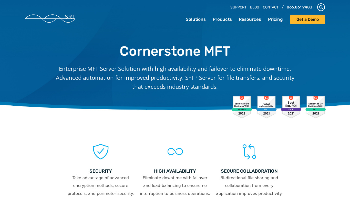 Cornerstone MFT Server Landing page