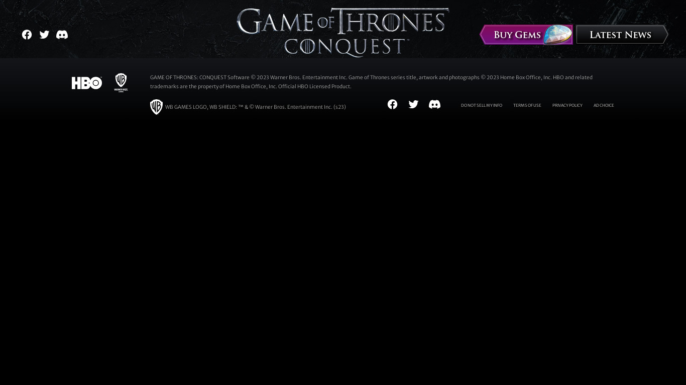 Game of Thrones: Conquest Landing page