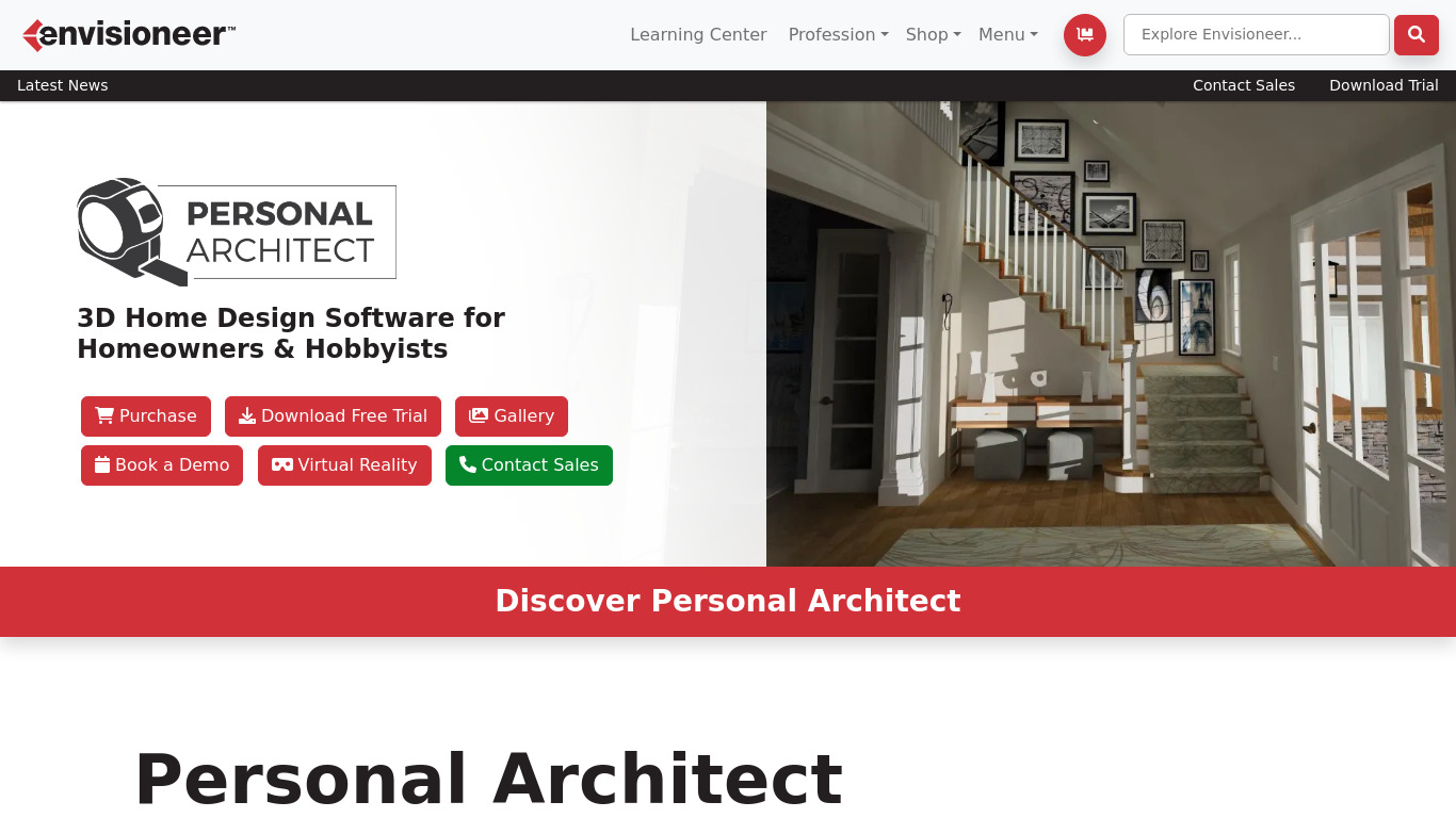 Envisioneer Personal Architect Landing page