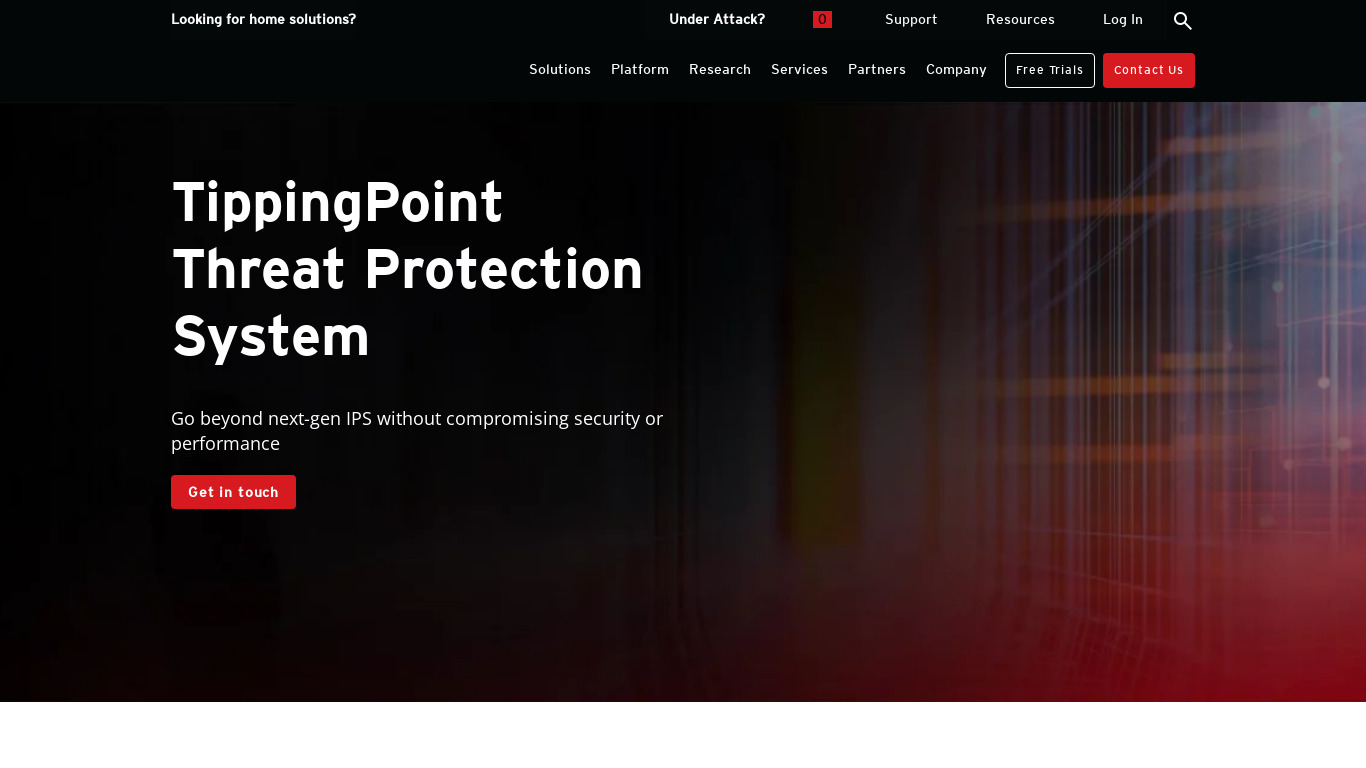 TippingPoint® Threat Protection System Landing page
