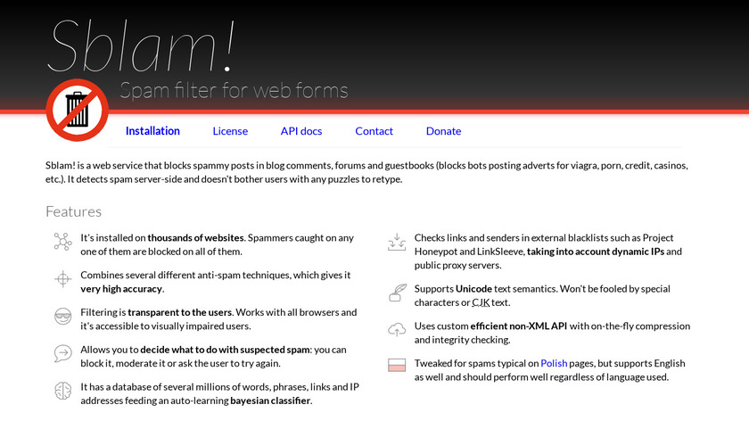 Sblam! Landing Page