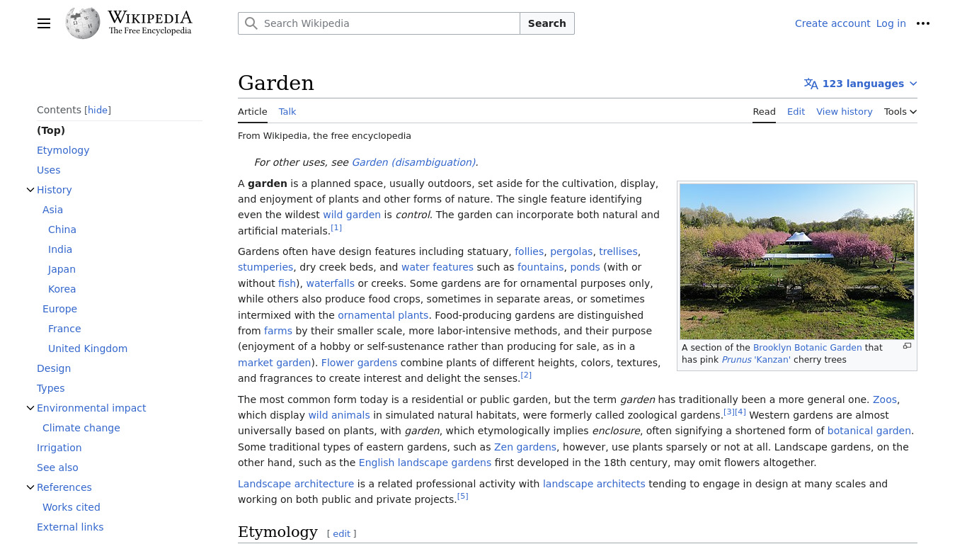 Garden Landing page