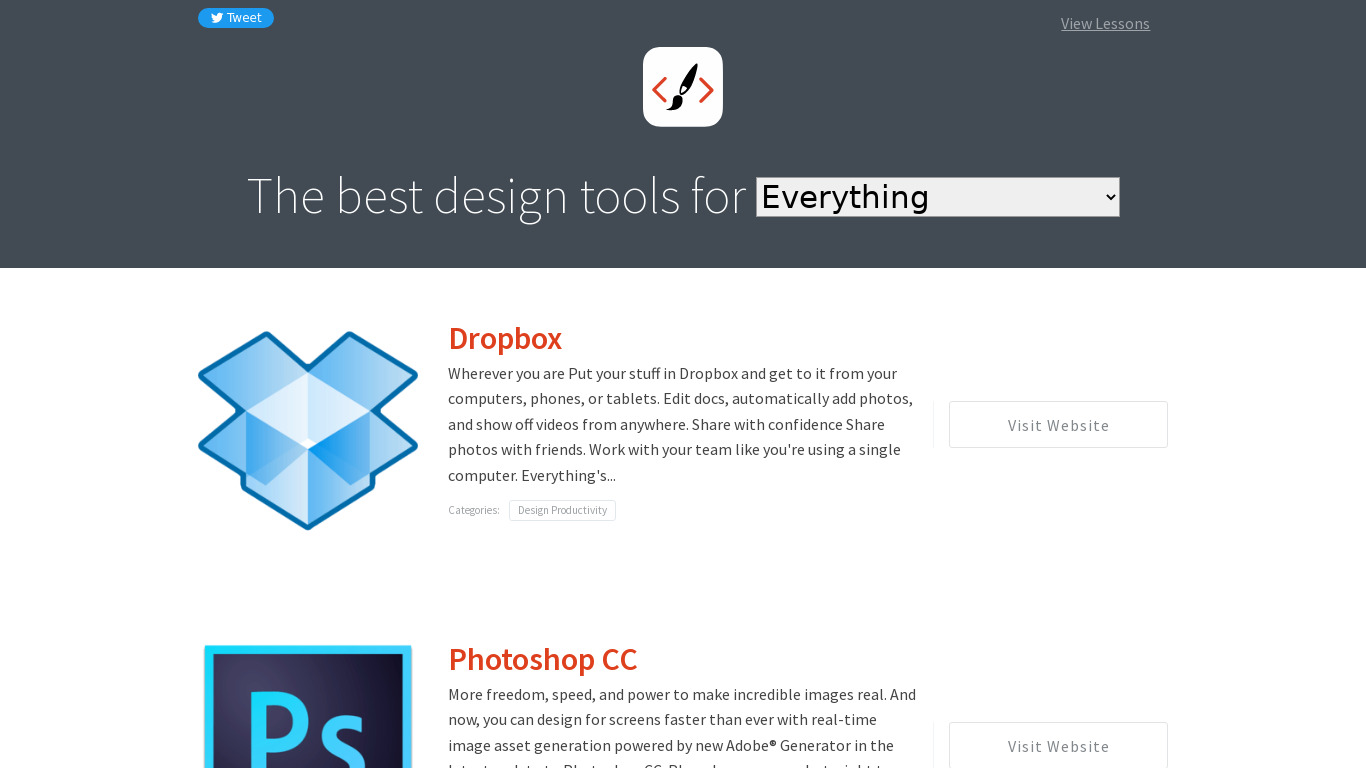Design Tools Landing page