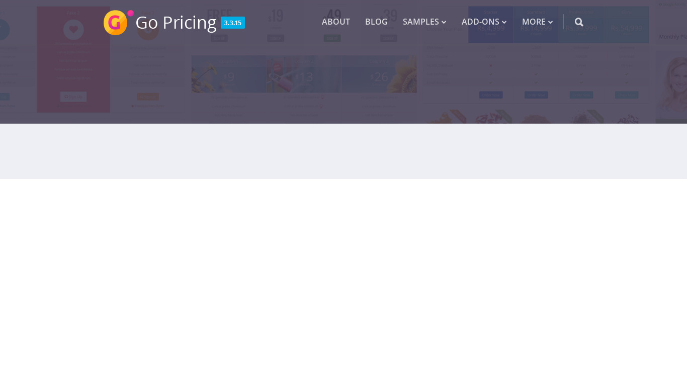 Go Pricing Landing page