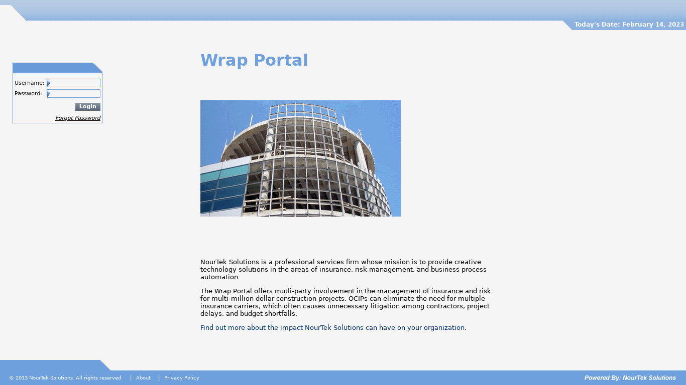 Wrap Portal Landing page