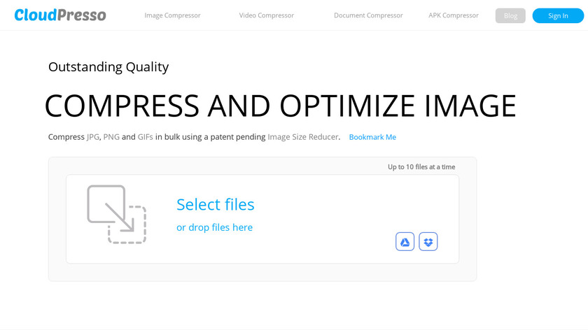 CloudPresso Image Compressor Landing Page