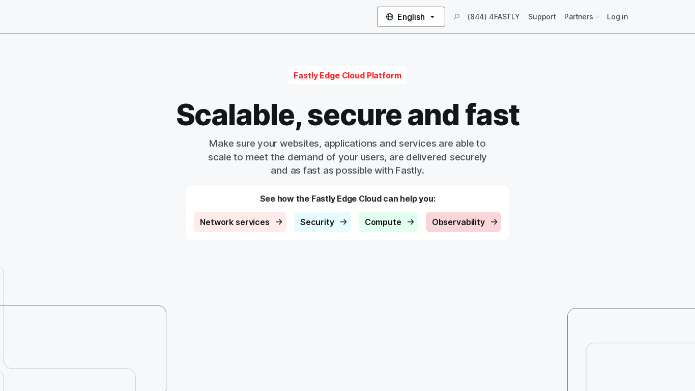 Fastly Edge Cloud Landing page