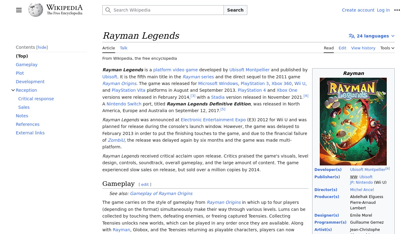 Rayman Legends Landing page