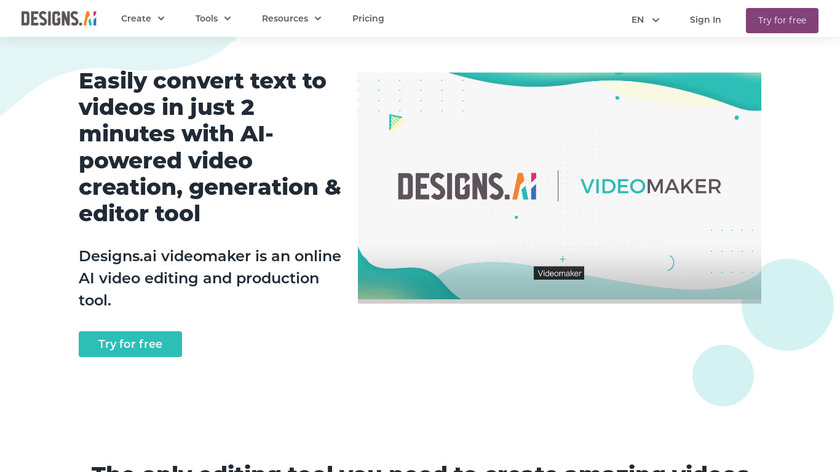 Videomaker by Designs.ai Landing Page