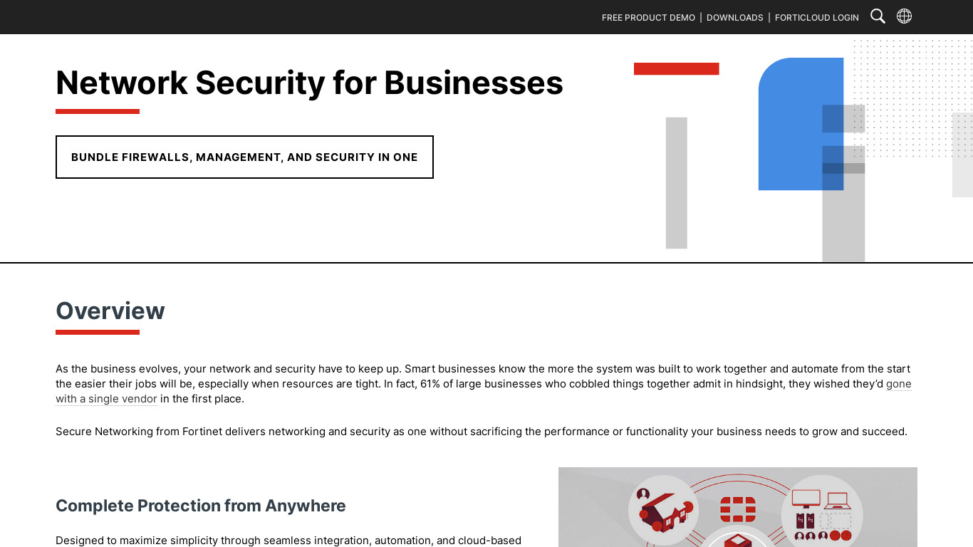 Fortinet Unified Threat Management Landing page