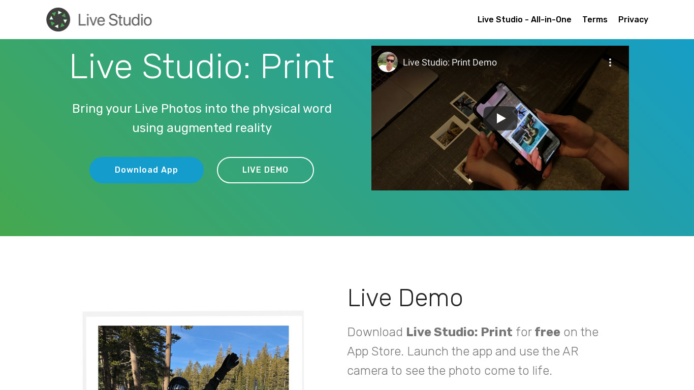 Live Studio: Print Landing page