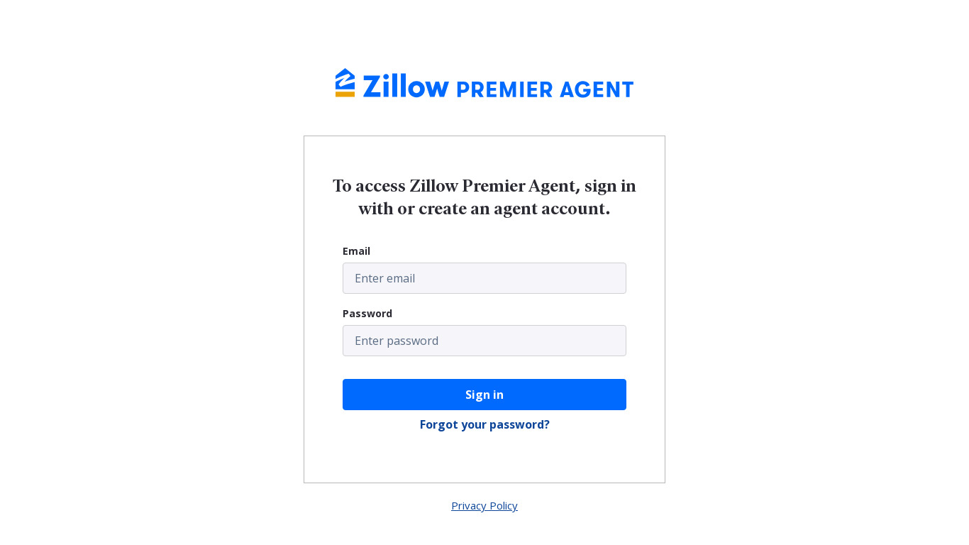 Zillow Premier Landing page