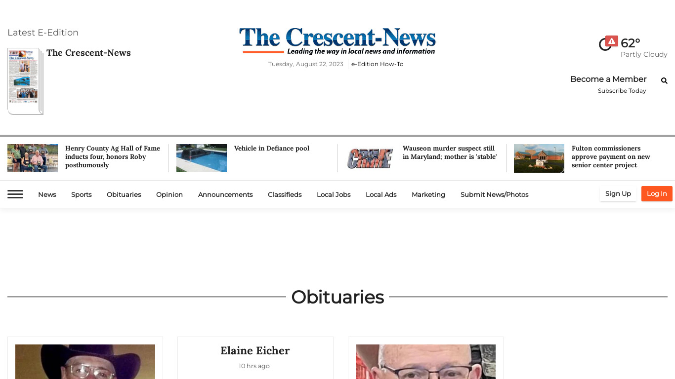 Crescent WMS Landing page