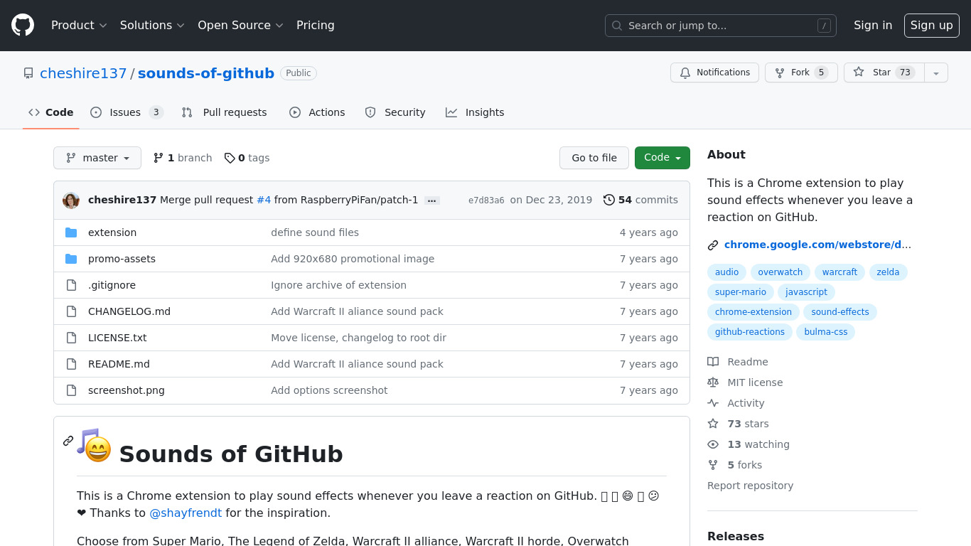 Sounds of GitHub Landing page