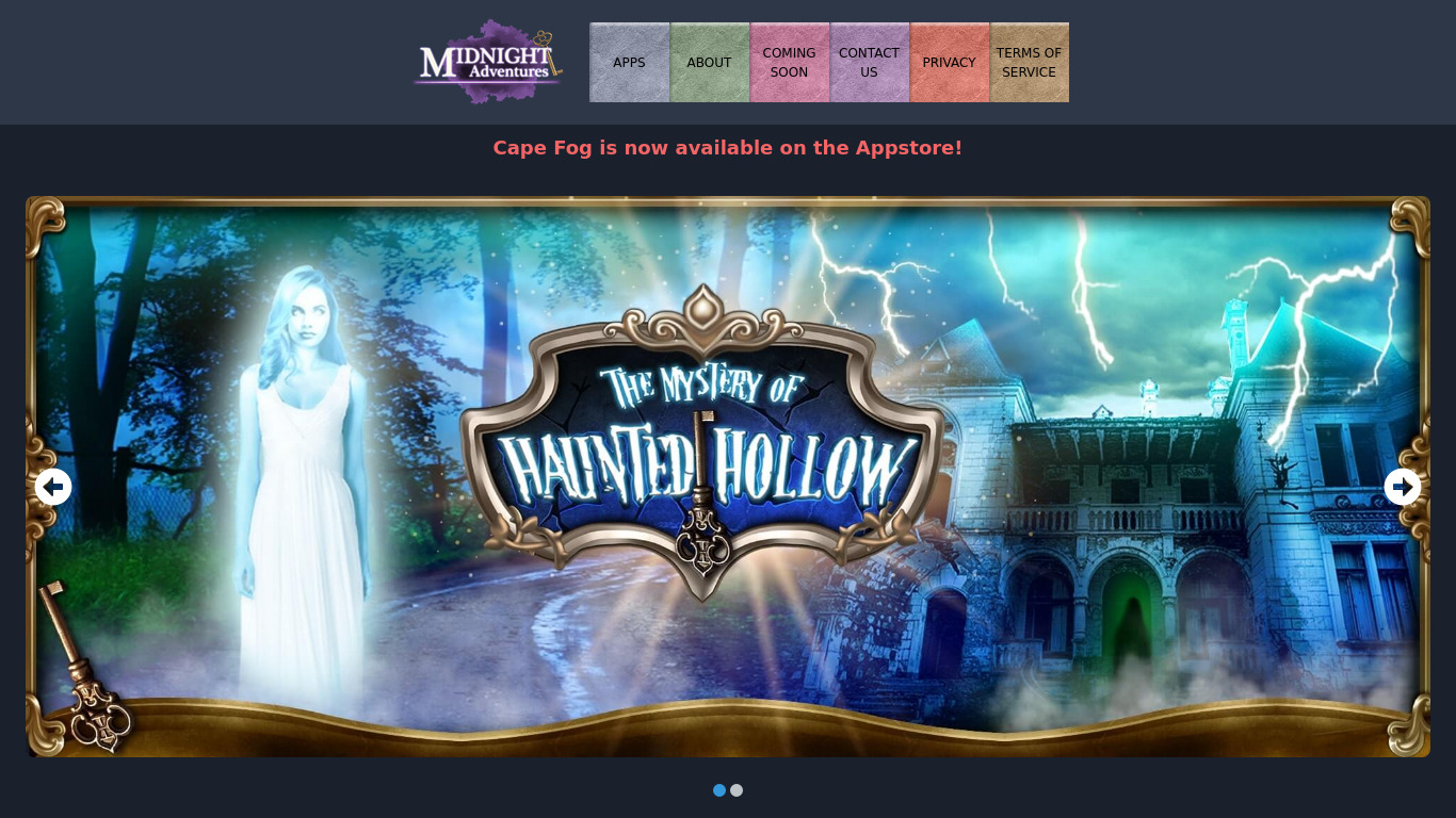 Mystery of Haunted Hollow Landing page