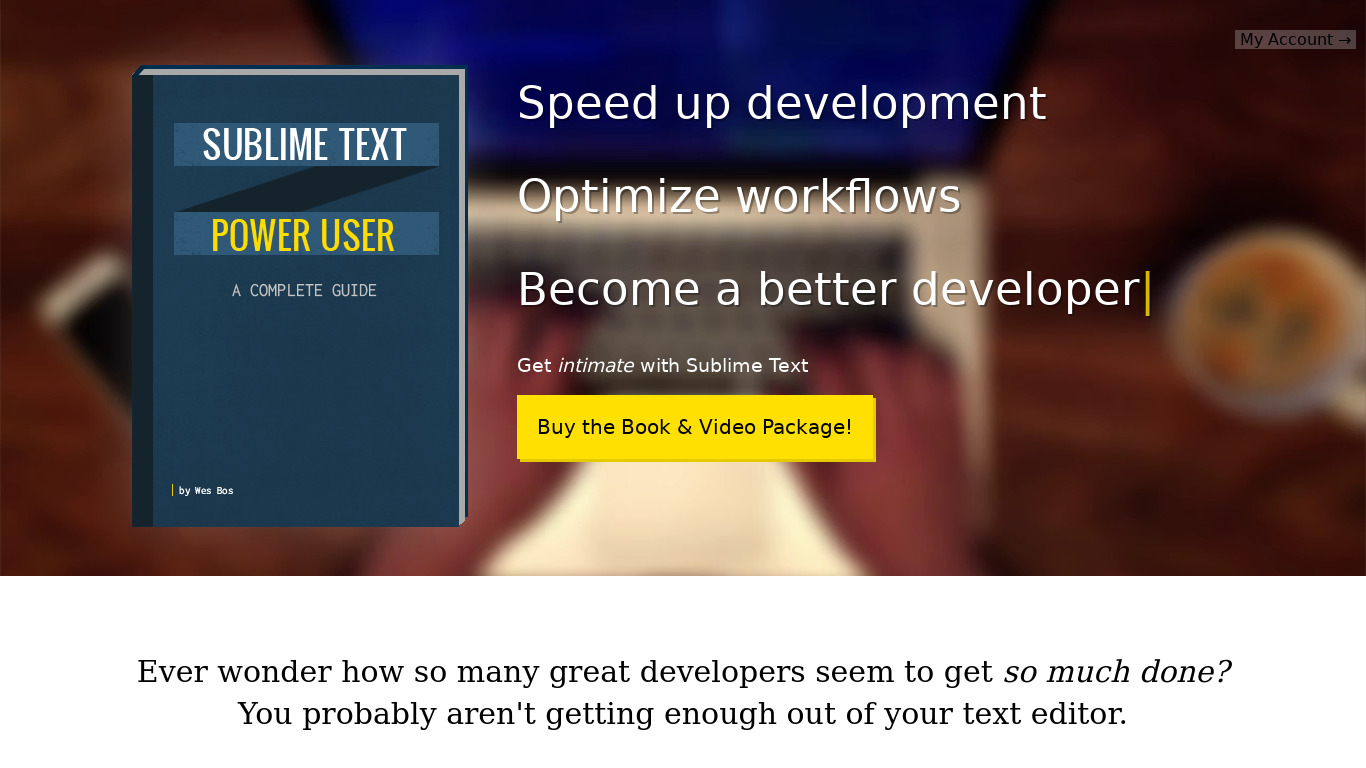 Sublime Text Power User Landing page