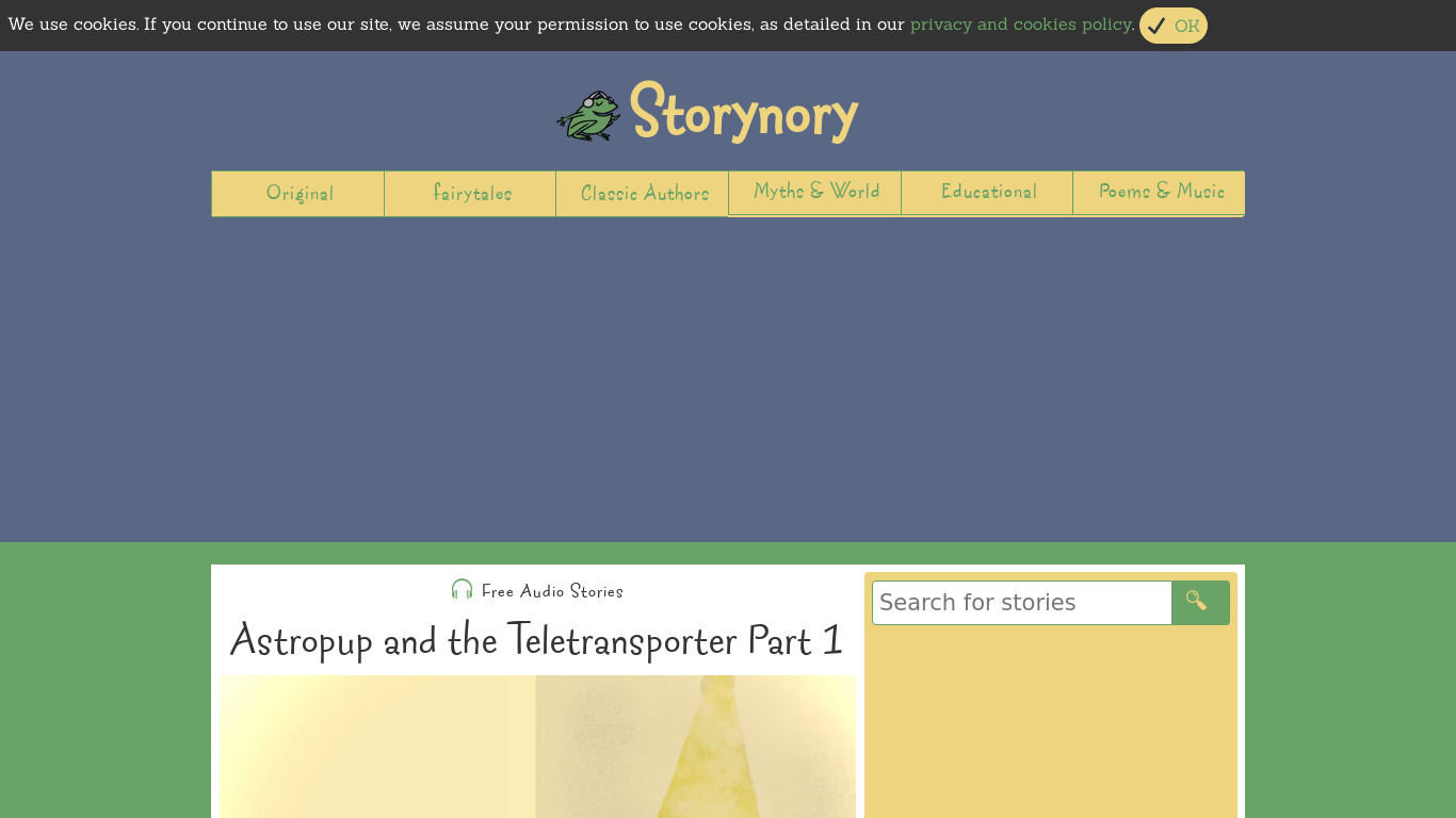 Storynory Landing page