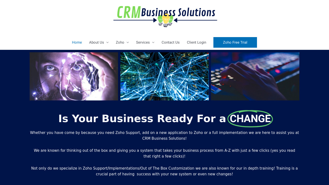CRM Business Solutions Landing page