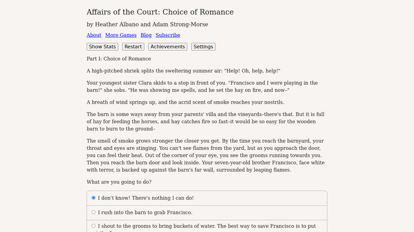 Choice of Romance Landing Page
