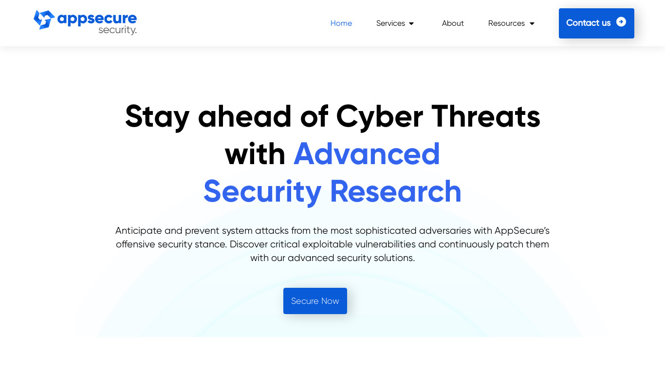 AppSecure Landing page
