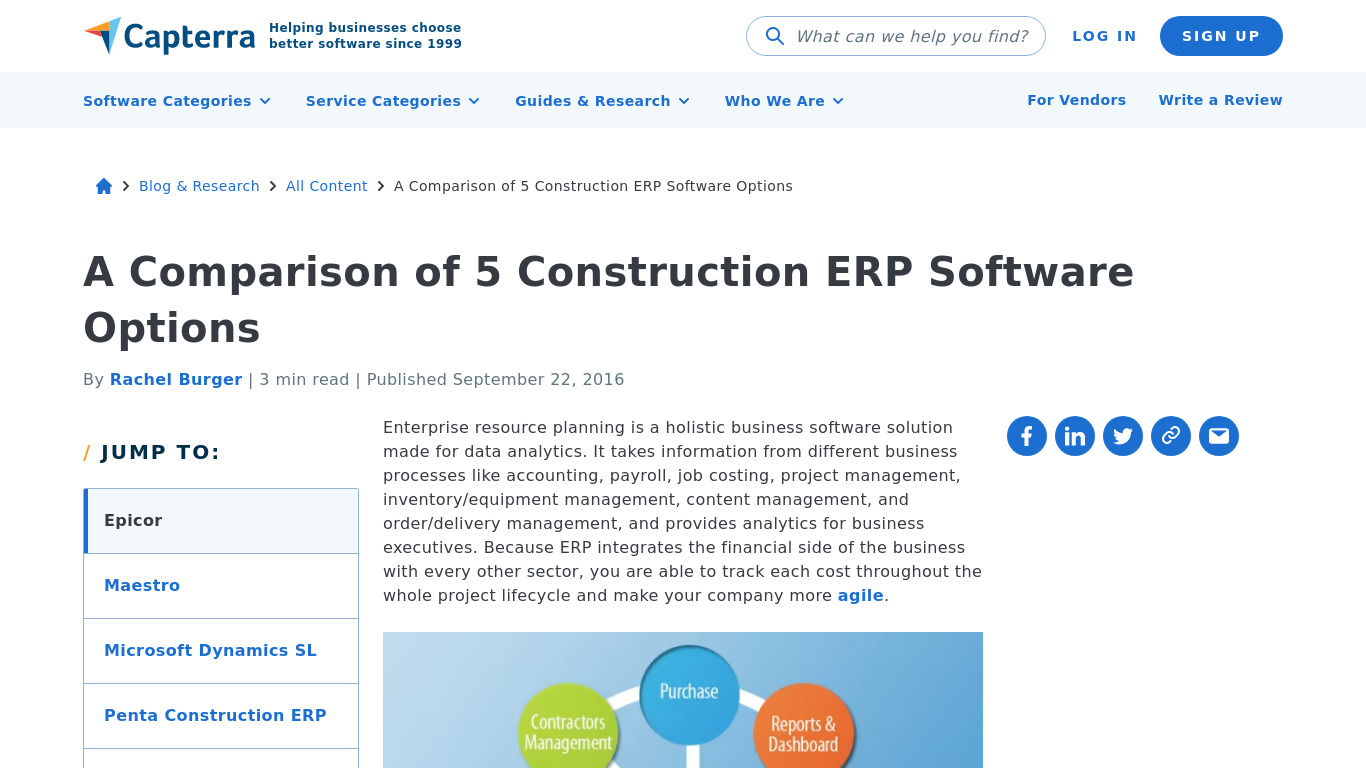Construction ERP Software Landing page