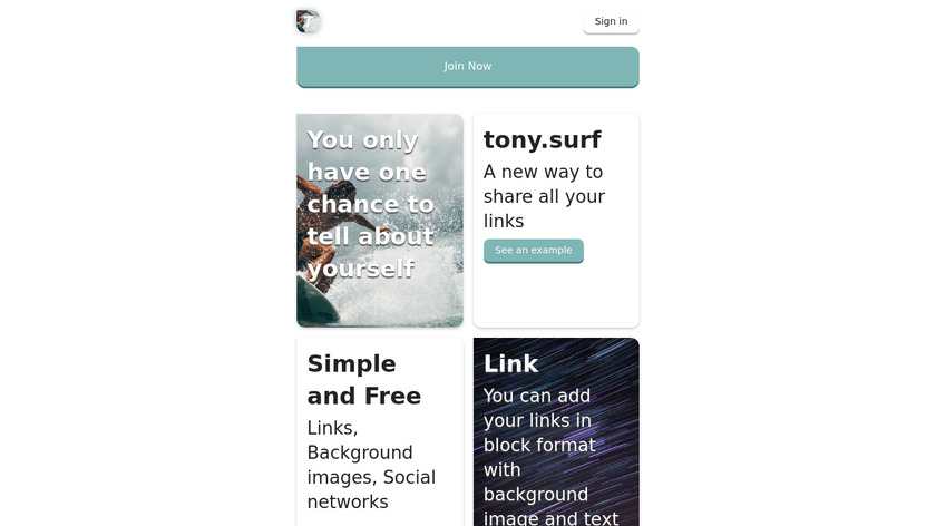 Tony.surf Landing Page
