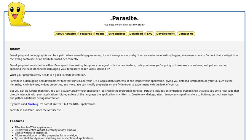 Parasite Debugger Landing Page