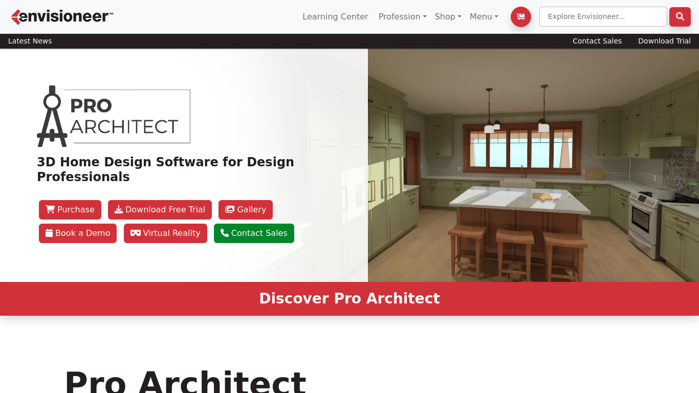 Envisioneer Pro Architect Landing page