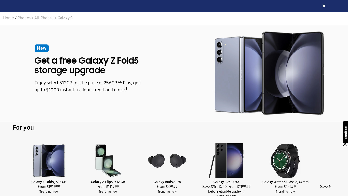 Samsung Galaxy S20 Landing page